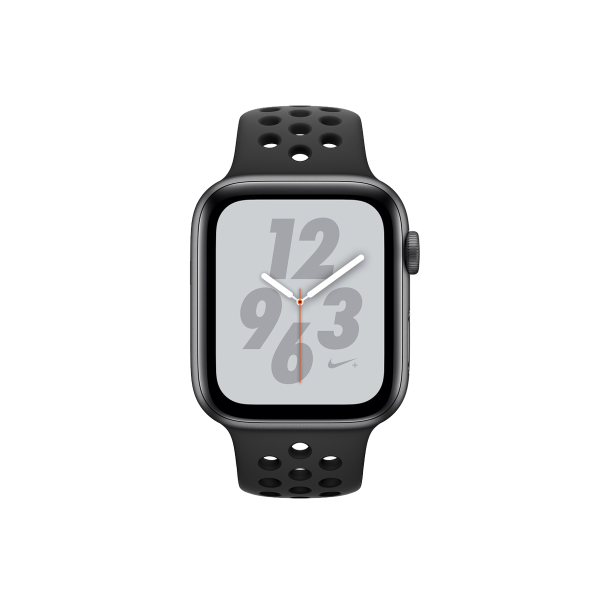 Refurbished Apple Watch Serie 4 | 44mm | Aluminium Spacegrau | Schwarzes Sportarmband | Nike+ | GPS | WiFi