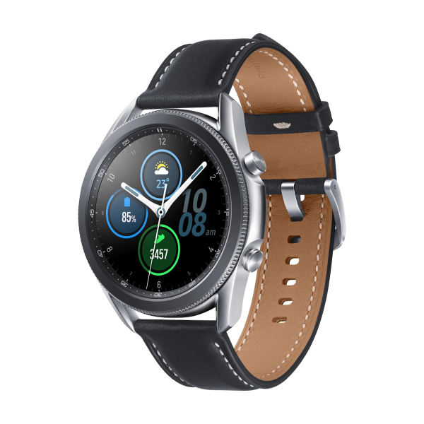 Refurbished Galaxy Watch3 | 41 | Edelstahlgehäuse Silber | Schwarzes Lederband | GPS | Wi-Fi + 4G