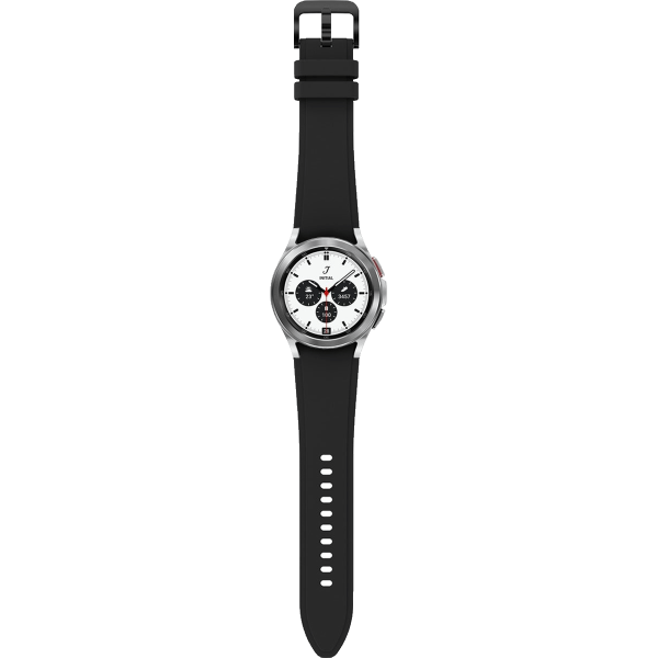 Refurbished Galaxy Watch4 Classic | 42mm | Stainless Steel Silber | Schwarzes Sportarmband | GPS | WiFi + 4G