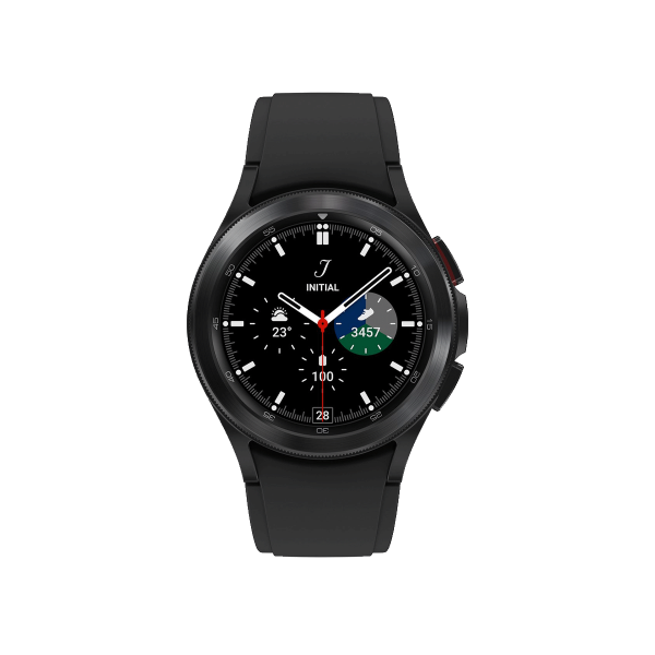 Refurbished Galaxy Watch4 Classic | 42mm | Stainless Steel Schwarz | Schwarzes Sportarmband | GPS | WiFi + 4G