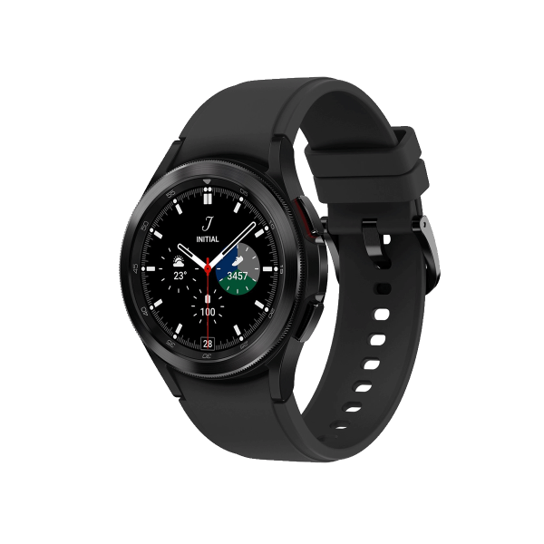 Refurbished Galaxy Watch4 Classic | 42mm | Stainless Steel Schwarz | Schwarzes Sportarmband | GPS | WiFi + 4G