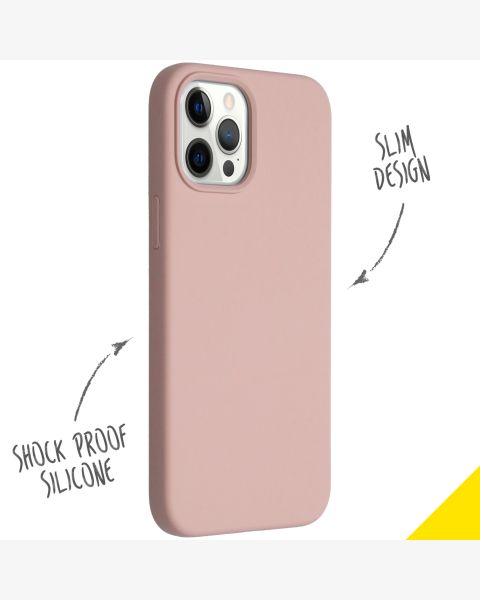 Accezz Liquid Silicone Backcover iPhone 12 Pro Max - Roze / Rosa / Pink