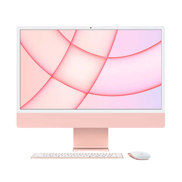 Refurbished iMac 24 Zoll | Apple M1 8-Core | 256 GB SSD | 8 GB RAM | 4 Anschl&uuml;sse | 8-Core GPU | Rosa (Retina, 2021) | Inklusive Maus und Qwerty Tastatur