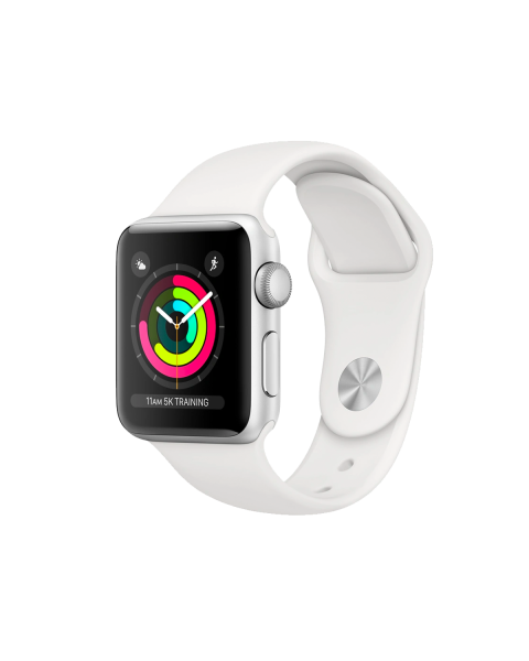 Refurbished Apple Watch Serie 3 | 38mm | Aluminium Silber | Weißes Sportarmband | GPS | WiFi