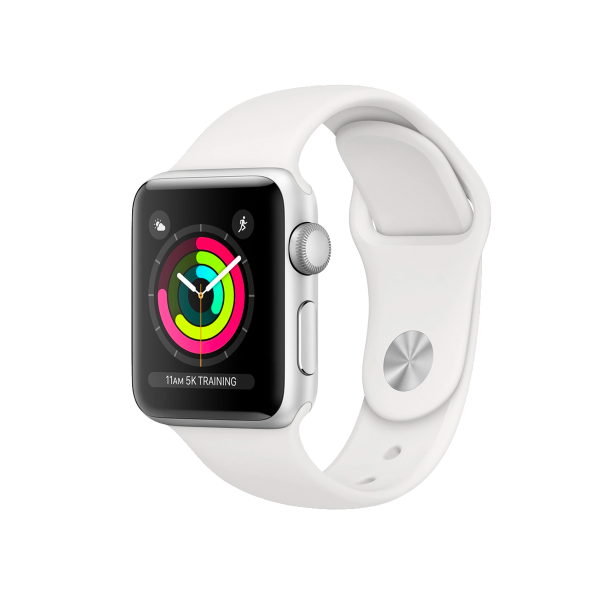 Refurbished Apple Watch Serie 3 | 42mm | Aluminium Silber | Weißes Sportarmband | GPS | WiFi