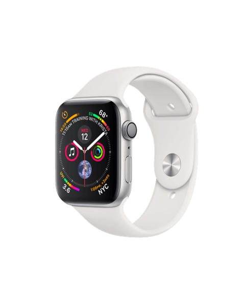 Refurbished Apple Watch Serie 4 | 44mm | Aluminium Silber | Weißes Sportarmband | GPS | WiFi