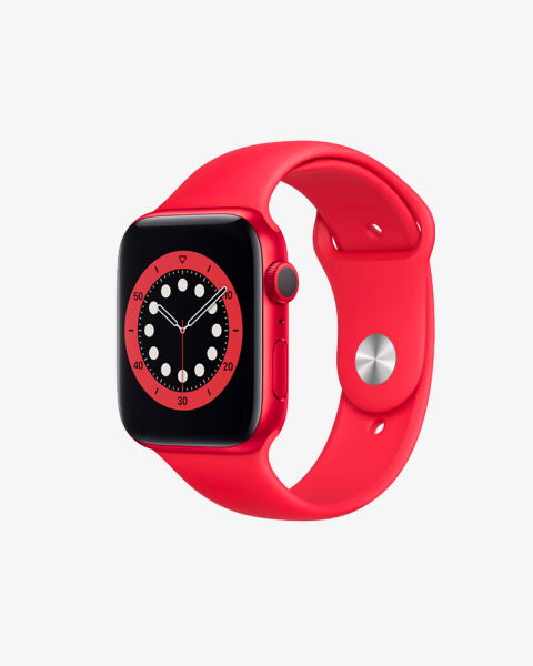 Refurbished Apple Watch Serie 6 | 44mm | Aluminium Rot | Rotes Sportarmband | GPS | WiFi + 4G