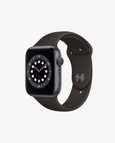 Refurbished Apple Watch Serie 6 | 44mm | Aluminium Spacegrau | Schwarzes Sportarmband | GPS | WiFi