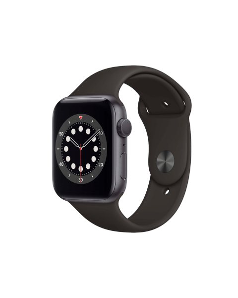 Refurbished Apple Watch Serie 6 | 44mm | Aluminium Spacegrau | Schwarzes Sportarmband | GPS | WiFi + 4G
