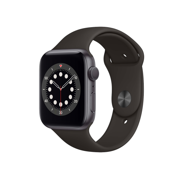 Refurbished Apple Watch Serie 6 | 44mm | Aluminium Spacegrau | Schwarzes Sportarmband | GPS | WiFi