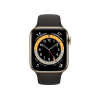 Refurbished Apple Watch Serie 6 | 44mm | Stainless Steel Gold | Schwarzes Sportarmband | GPS | WiFi + 4G