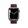 Refurbished Apple Watch Serie 7 | 45mm | Stainless Steel Silber | Dunkelkirsche/Waldgr&uuml;nes Sportarmband | GPS | WiFi + 4G