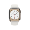 Refurbished Apple Watch Serie 8 | 45mm | Aluminium Starlight Weiß | Weißes Sportarmband | GPS | WiFi + 4G