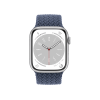Refurbished Apple Watch Serie 8 | 45mm | Aluminium Silber | Storm Blau Geflochtenes Solo Loop | GPS | WiFi