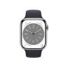 Refurbished Apple Watch Serie 8 | 45mm | Stainless Steel SIlber | Schwarzes Sportarmband | GPS | WiFi + 4G