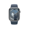 Refurbished Apple Watch Serie 9 | 45mm | Aluminium Silber | Blaues Sportarmband M/L | GPS | WiFi